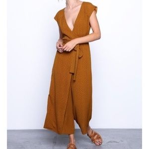 Grade & Gather Speckled Wrap Waist Jumpsuit